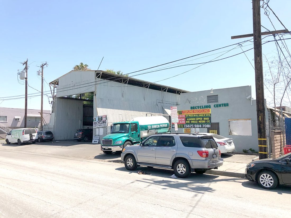 Drive-Thru entrance and indoor parking at Leyva Recycling, 5674 Cherry Avenue, Long Beach, CA 90805